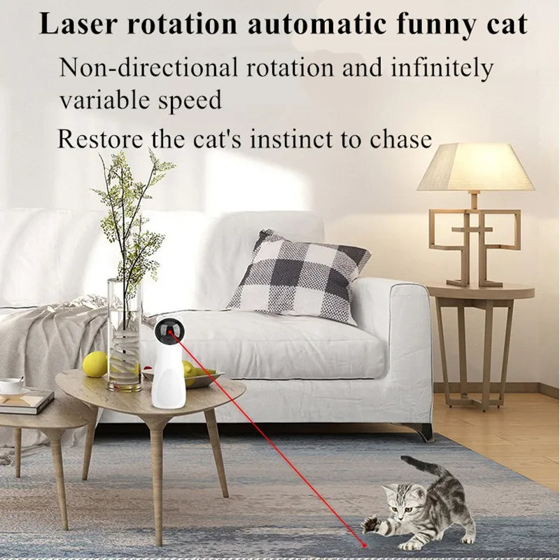 360° Automatic Laser Cat Toy | Interactive LED Rotating | USB Rechargeable