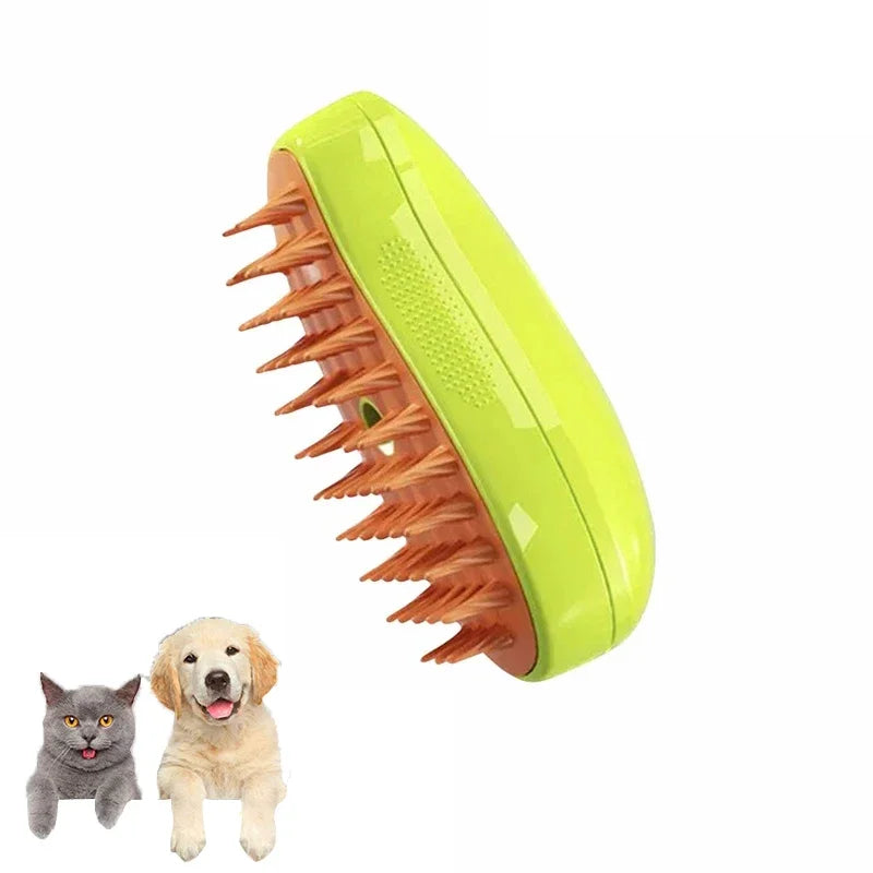 3-in-1 Steam Pet Grooming Brush | Electric Massage & Deshedding | Dogs & Cats