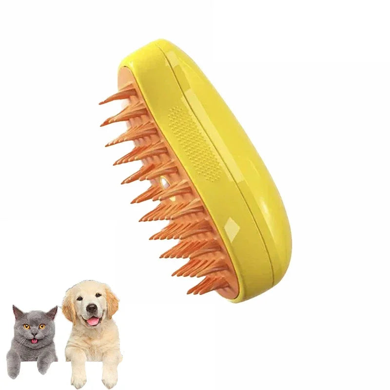 3-in-1 Steam Pet Grooming Brush | Electric Massage & Deshedding | Dogs & Cats
