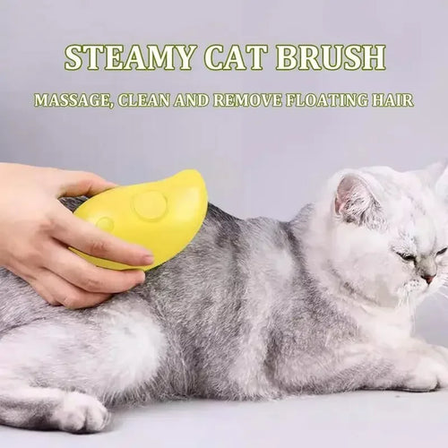 3-in-1 Steam Pet Grooming Brush | Electric Massage & Deshedding | Dogs & Cats