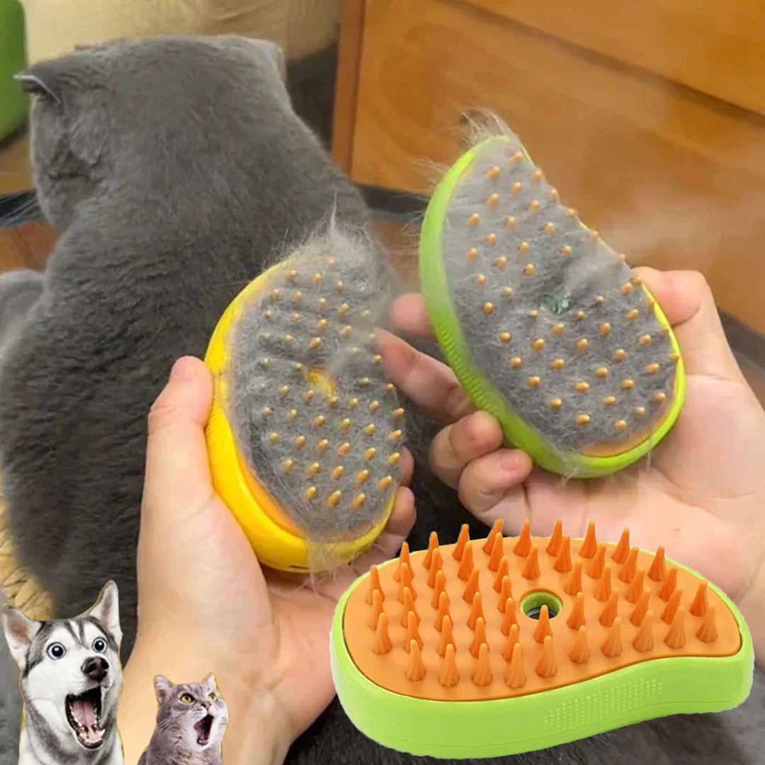 3-in-1 Steam Pet Grooming Brush | Electric Massage & Deshedding | Dogs & Cats